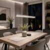 Lampara colgante 1m 40w Lampara colgante 1m 40w sobre mesa de comedor
