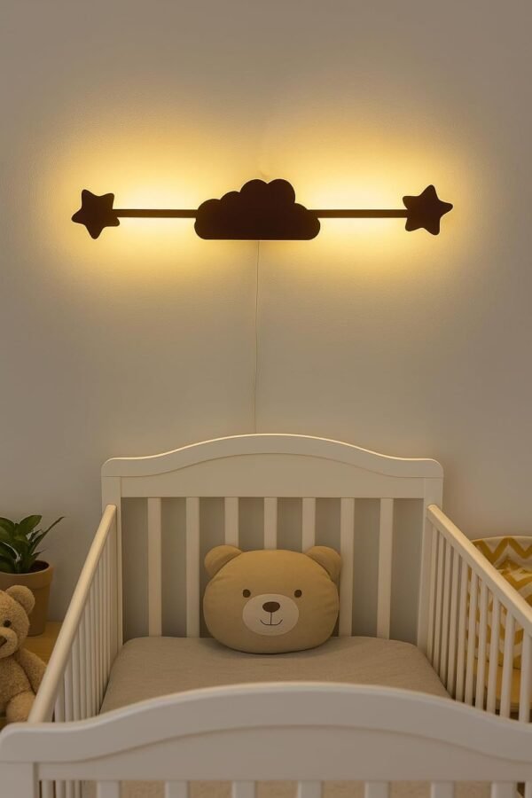 lampara aplique led infantil nube y estrellas